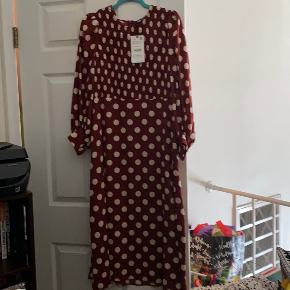 Zara empire waist polka dot dress - NEW with tags